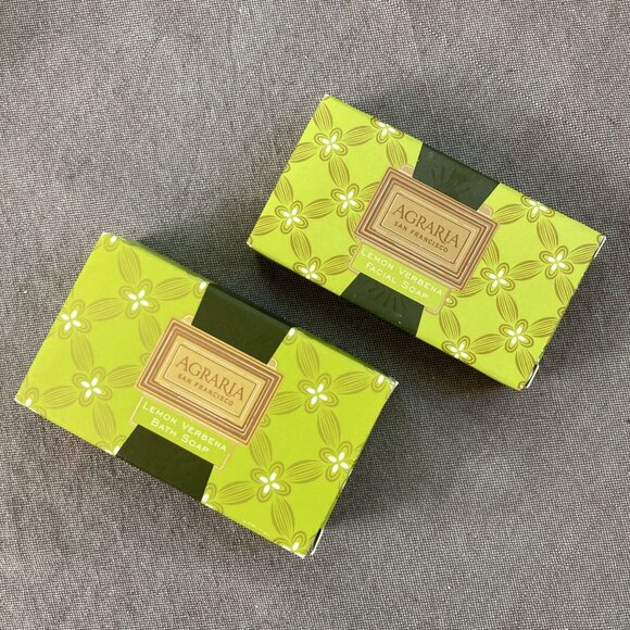 2 Travel Size Agraria San Francisco: Lemon Verbena, Luxury Bath & Facial Soap - Picture 1 of 8
